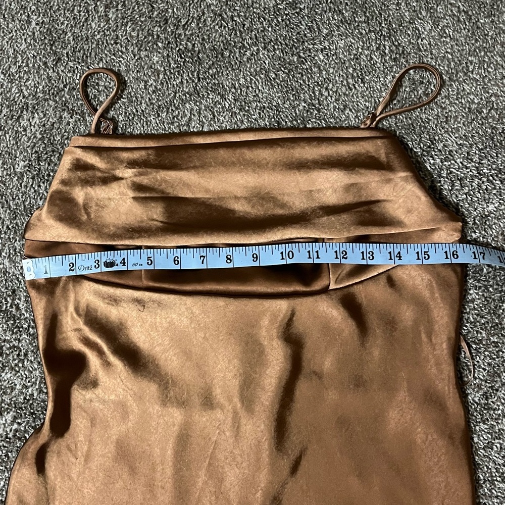 Saints & Secrets Brown Satin Slip Mini Dress Large NWT - Picture 13 of 14